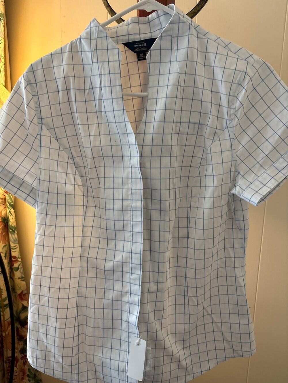 Brooks Brothers Blue/White Checkered Button down Sz 10P NWT